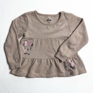 Disney | Minnie Mouse Top | Girls' Size 6 | Beige Long Sleeve Shirt